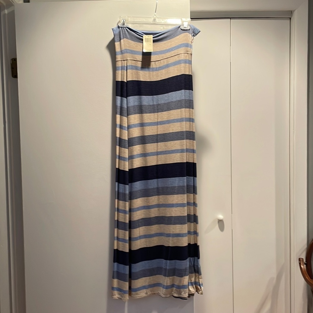 New blue and cream maxi skirt size small